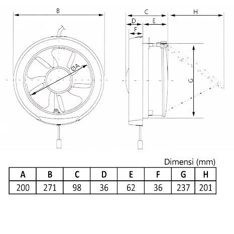 Exhaust Fan kaca 8inch KDK Import Window Mount manual 20WUD