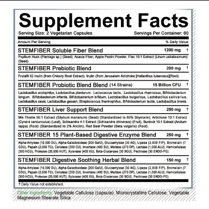 Probiotik Enzim Pencernaan Prebiotik & Detoksifikasi Hati Fiber