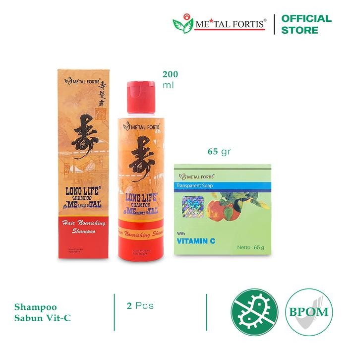 ASLI METAL FORTIS Combo 2 Shampo Metal 200ML Sabun Vit-C Hijau 65Gr BPOM Body Care Perawatan Tubuh