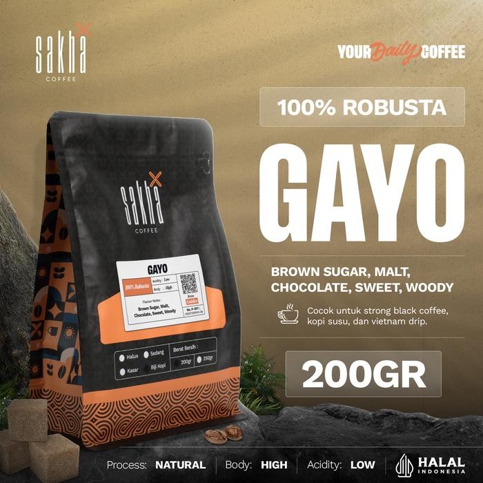 

Pilihan- Kopi Robusta Gayo Aceh Coffee Roast Bean Espresso Roasted Beans Biji Bubuk 200 Gram