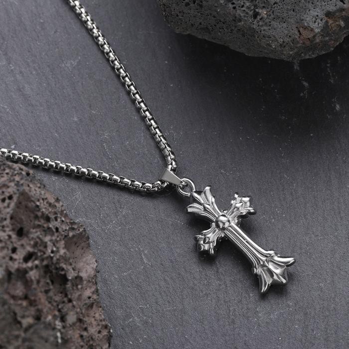 ORIGINAL Ele EN259 kalung cowok keren 60cm Liontin salib yang indah anti karat kalung titanium pria