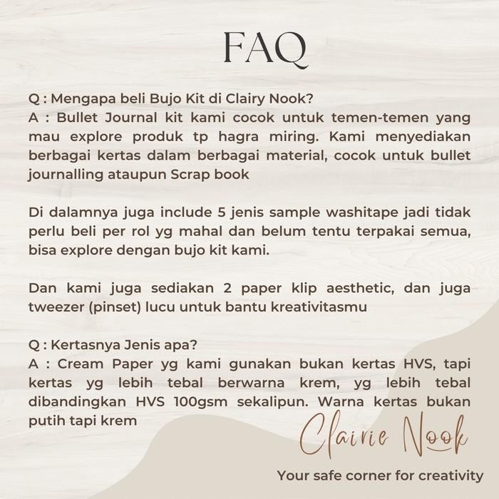 

Clairie Nook Aesthetic Bullet Journal Kit -Dekorasi Notebook Scrapbook
