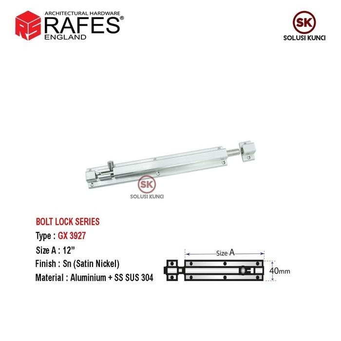 GRENDEL PINTU 12" RAFES ENGLAND STAINLESS STEEL SUS 304 + ALUMINIUM