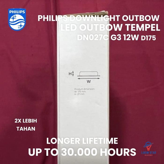 Lampu Philips Downlight Outbow 12W Watt Outbow Tempel Led Kanopi Philips Dn027C 12 Watt