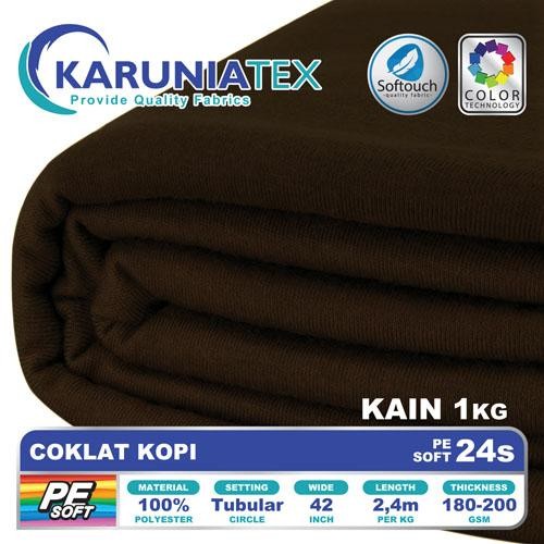 

KAIN KAOS PE SOFT 24S KILOAN COKLAT KOPI KARUNIA TEXTILE KODE 1064