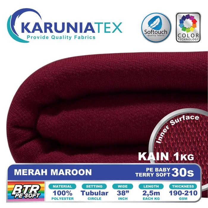

KAIN BABY TERRY PE SOFT 30S MERAH MAROON KARUNIA TEXTILE KODE 48