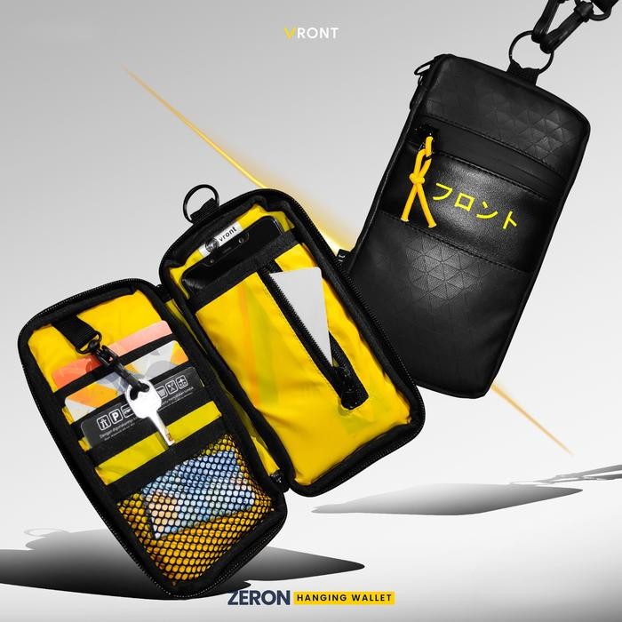 Ori - Vront Zeron Hanging Wallet Leather Tas Leher Gantung Waterproof Card Holder Phone Wallet Pria