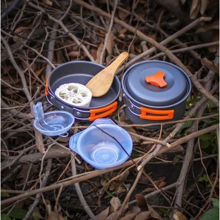 Promo Paket Lengkap Set Panci Alat Masak Kemah Hiking Outdoor Anti Lengket