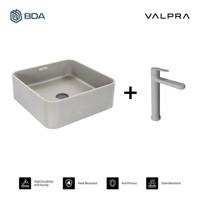 Valpra Wastafel Cuci Tangan Wastafel Kamar Mandi Wastafel Meja Wastafel Granit Kotak V GB 4040 SQ