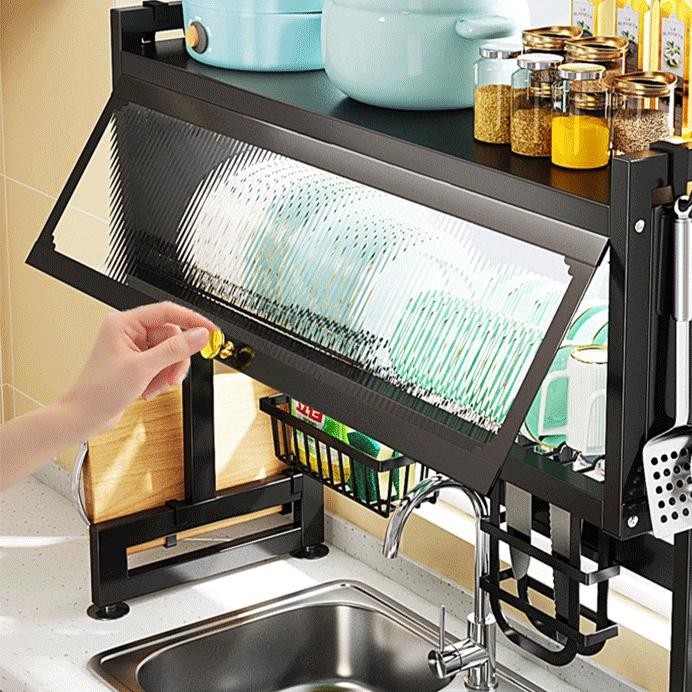 ESINDO Rak Wastafel Cuci Piring Stainless Rak Dapur Multifungsi Diatas Wastafel Rak Pengering Piring