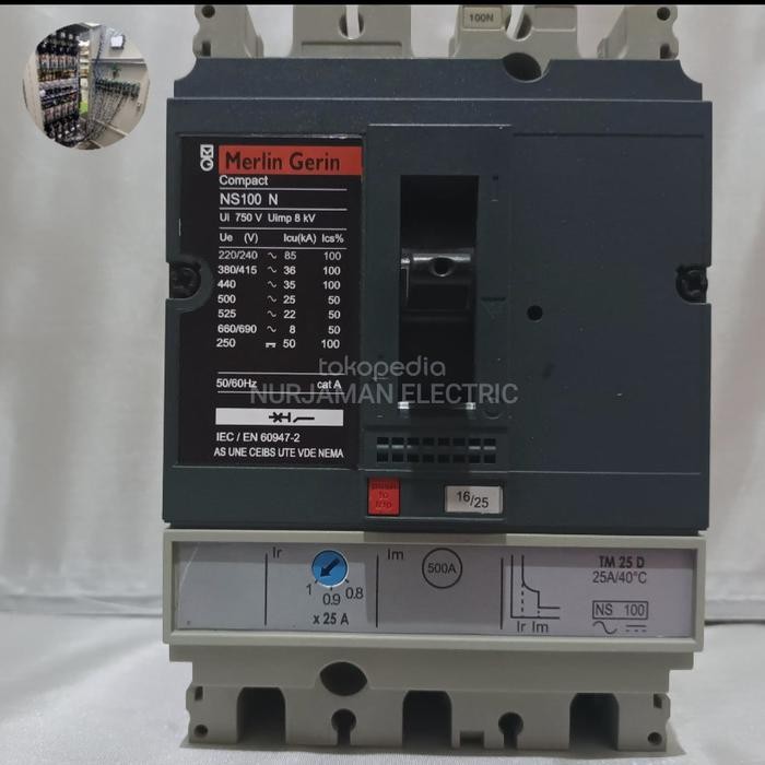 Hemat Mccb Breaker Merlin Gerin Ns100N Ns100 N 3P 50A 36Ka Terlariss 