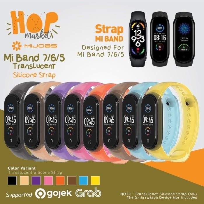 MIJOBS Transparan Strap for Mi Band 7 6 5 Silicone Tali Silikon MiBand