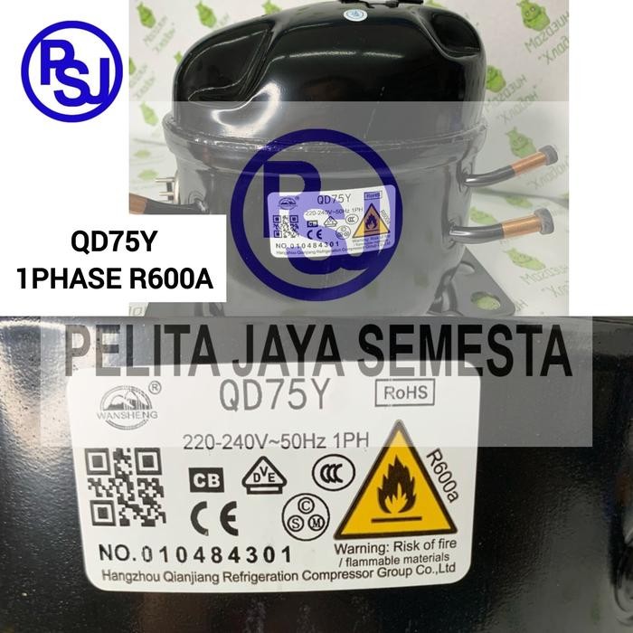 KOMPRESOR WANSHENG QD75Y / COMPRESSOR KULKAS QD75Y / R600A / WANSHENG QD75Y / KOMPRESOR FREEZER