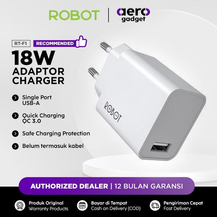 ROBOT Adaptor Kepala Charger RT-F1 Charger Fast Charging Carger HP 18W