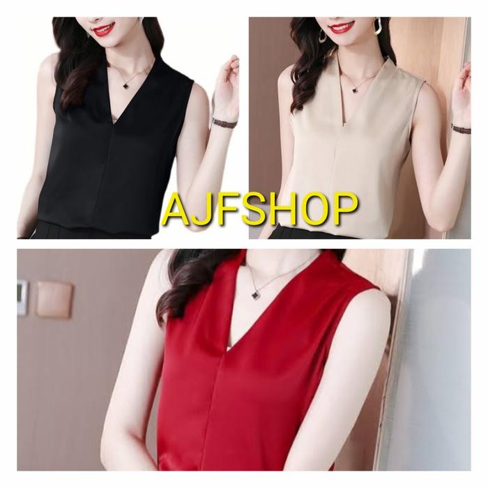 Pilihan- Inner Tanpa Lengan Atasan Wanita Dalaman Blazer