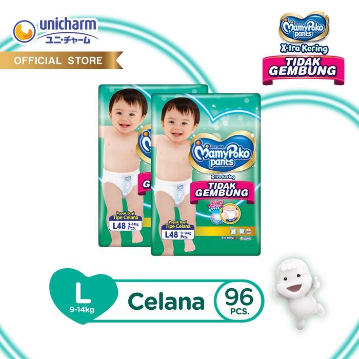 MamyPoko Pants X-tra Kering Slim Tidak Gembung - L 48 - Popok Celana - 2 Packs