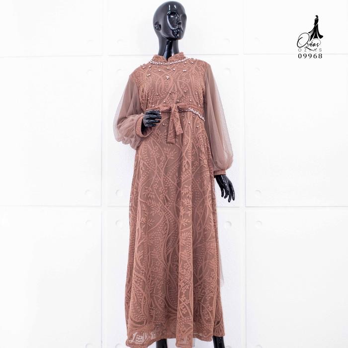 GAMIS OZIAS BROKAT PREMIUM 09968 LD 105 I Gamis Tangan Balon I Gamis Kondangan Muslim Nyaman