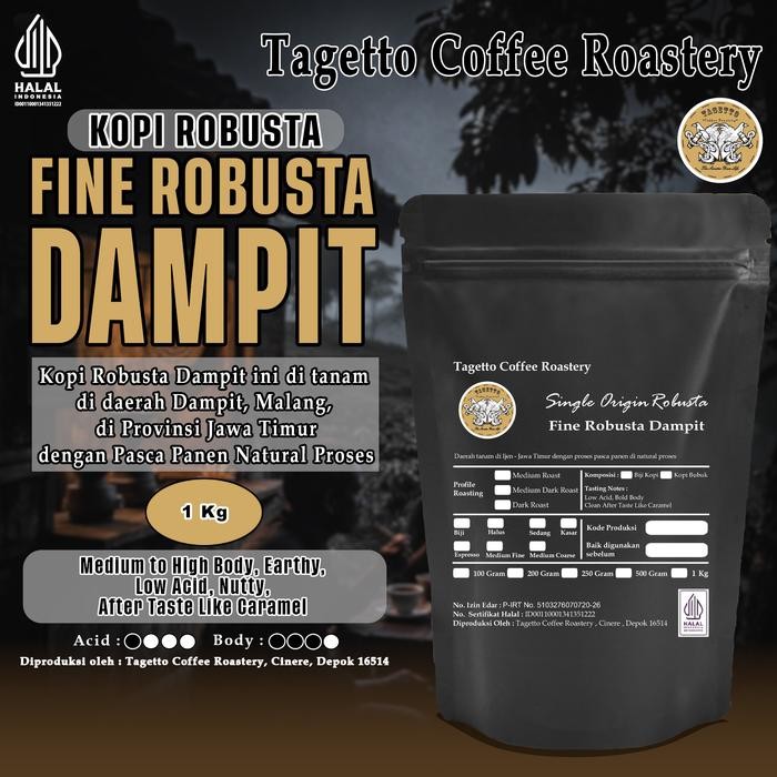 

BIJI KOPI FINE ROBUSTA DAMPIT 1KG BEAN GROUND BUBUK 1 KG TAGETTO COFFEE
