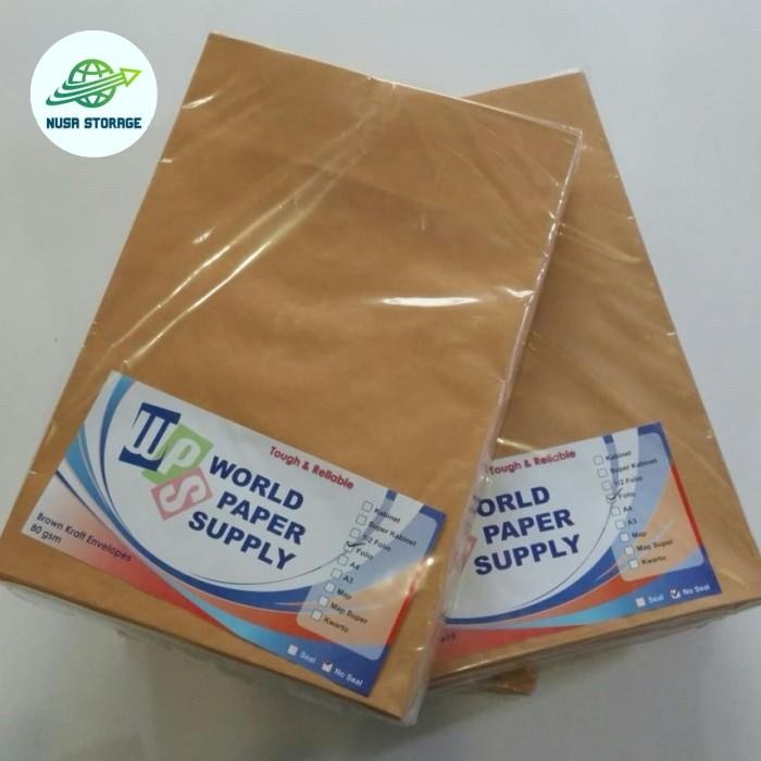

AMPLOP COKLAT UKURAN FOLIO PACK ISI 100 LEMBAR NEURO WPS AMPELOP BESAR F4 TANPA LEM SEALED KANTOR
