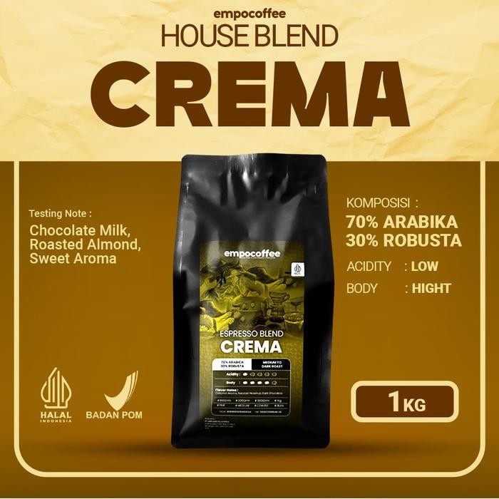 

Kopi Crema Espresso House Blend Coffee Bean Coffe Beans Minuman Kekinian 1Kg