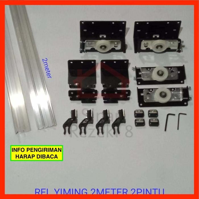 Set Rel Yiming 2 Meter + Roda 2 Pintu Lemari Sliding Pakaian Geser