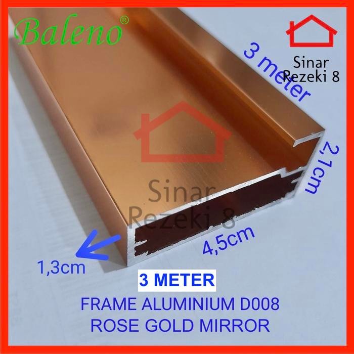 Frame Kaca Rose Gold Mirror Profil Aluminium Bingkai Lemari Fa 128