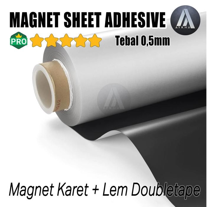 Magnet Sheet Strip Lembaran Karet + Lem Doubletape Tissue Tebal 0,5Mm