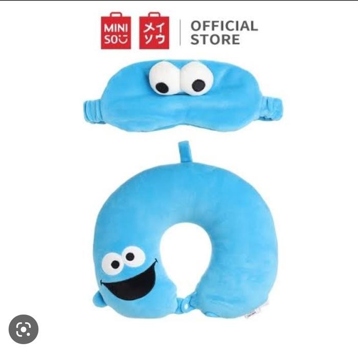 Stok Baru Miniso x Sesame street bantal leher dengan penutup mata