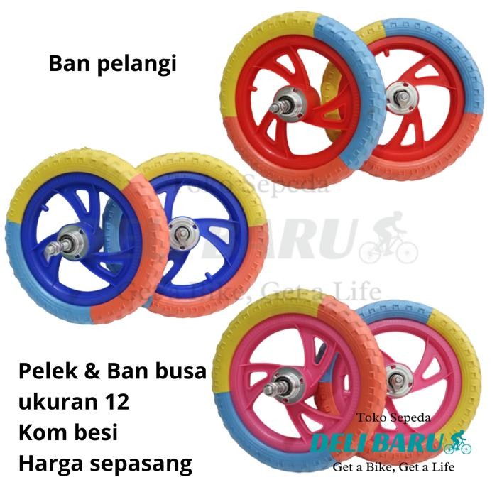 JTTOP" BAN BUTA BAN BUSA BAN MATI VELG 12 INCH KOMP BESI SEPEDA ANAK
