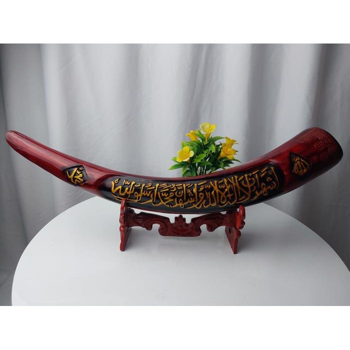 [Luxury Furniture] Pajangan Dinding Aesthetic Hiasan Meja Lemari Kaca Kaligrafi Replika Taring