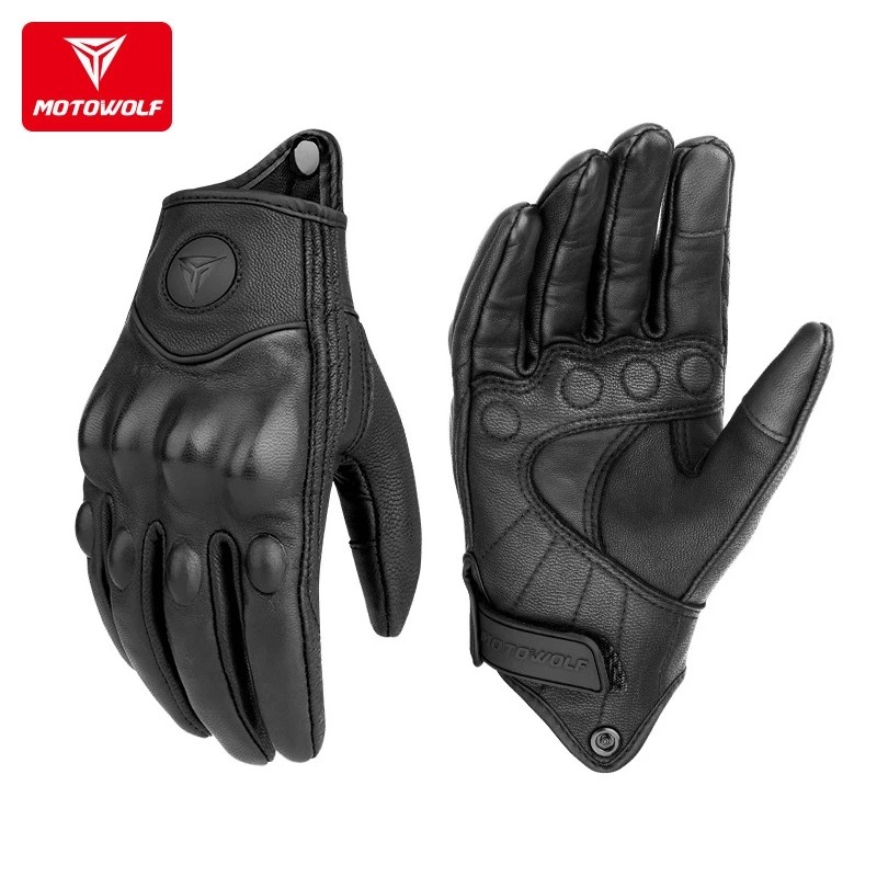 Leather Motorcycle Gloves Riding Windproof Touch Screen Motociclista