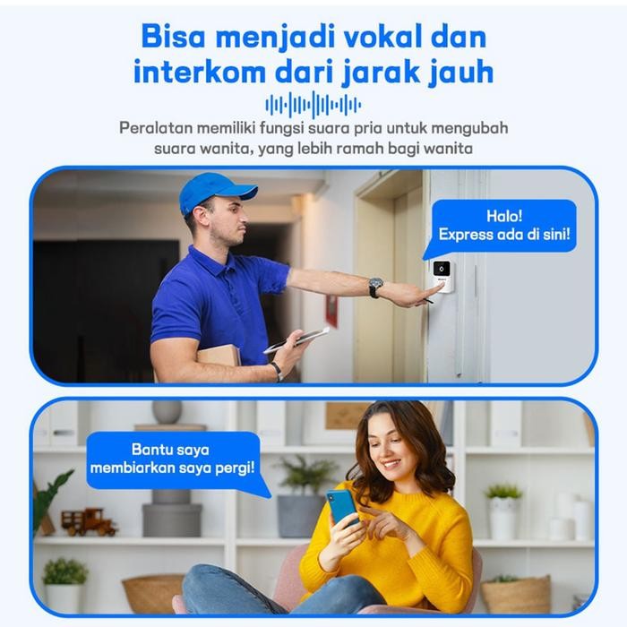 Bel Rumah Wireless Tuya Doorbell Kontrol Ponsel Bel Pintu Visual Wifi Tuya Smart Doorbell Camera
