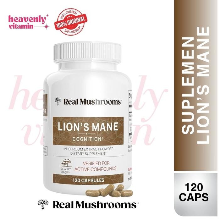 Real Mushrooms Lion's Mane Cognition, Mushroom Extract Powder-120 Caps
