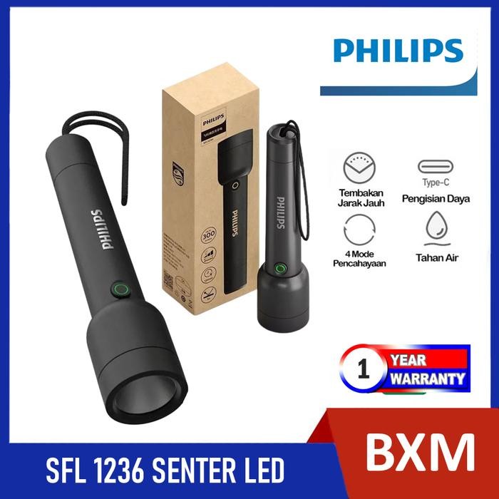 Philips Sfl1236 Flashlight Senter Mini Led Super Terang Tahan Air