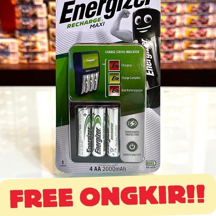 Charger Energizer Maxi Aa / Aaa + 4 Baterai Aa 2000 Mah Energizer Maxi