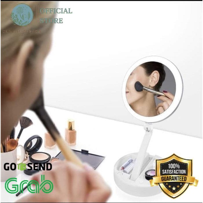 Magic Mirror Kaca Makeup 17,5 Cm With 7X Zoom & Lampu Led