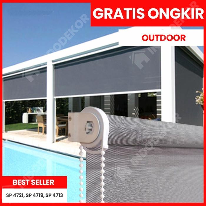 Roller Blind Outdoor Tampias Anti Air Hujan Tirai Gorden Krei