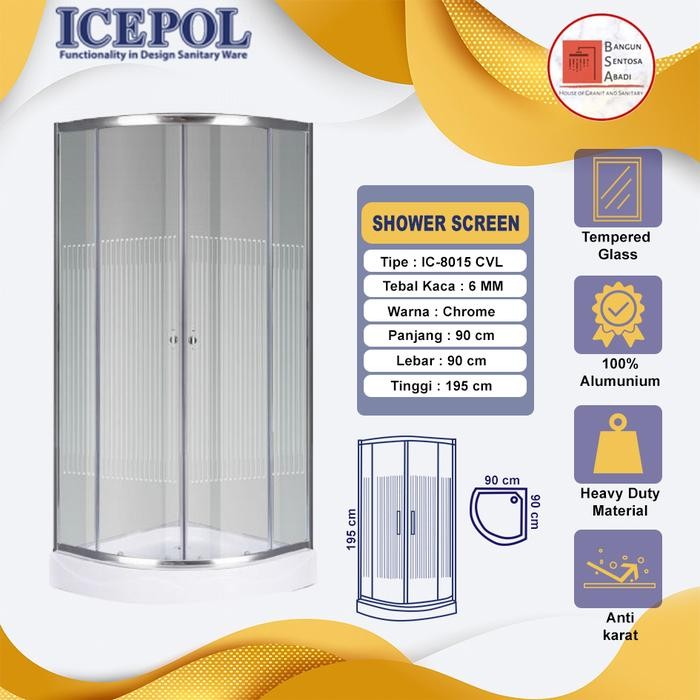 Shower Box Oval / Shower Screen Kaca + Shower Tray