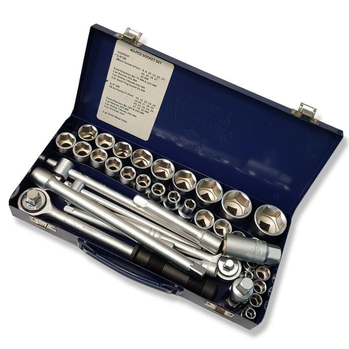 Langsung Diproses Kunci Shock Sock Sok Set 1/2" + 3/8" 40Pcs Tjap Mata Germany Grab/Gosend