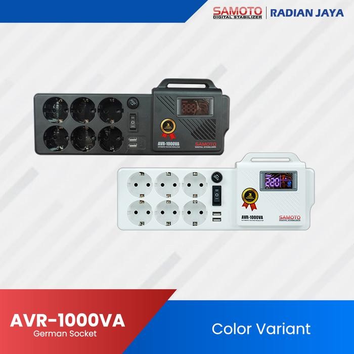 SAMOTO Stabilizer Relay 1000VA GERMANY Socket Colokan Stop Kontak AVR Stabiliser Relay Controlled