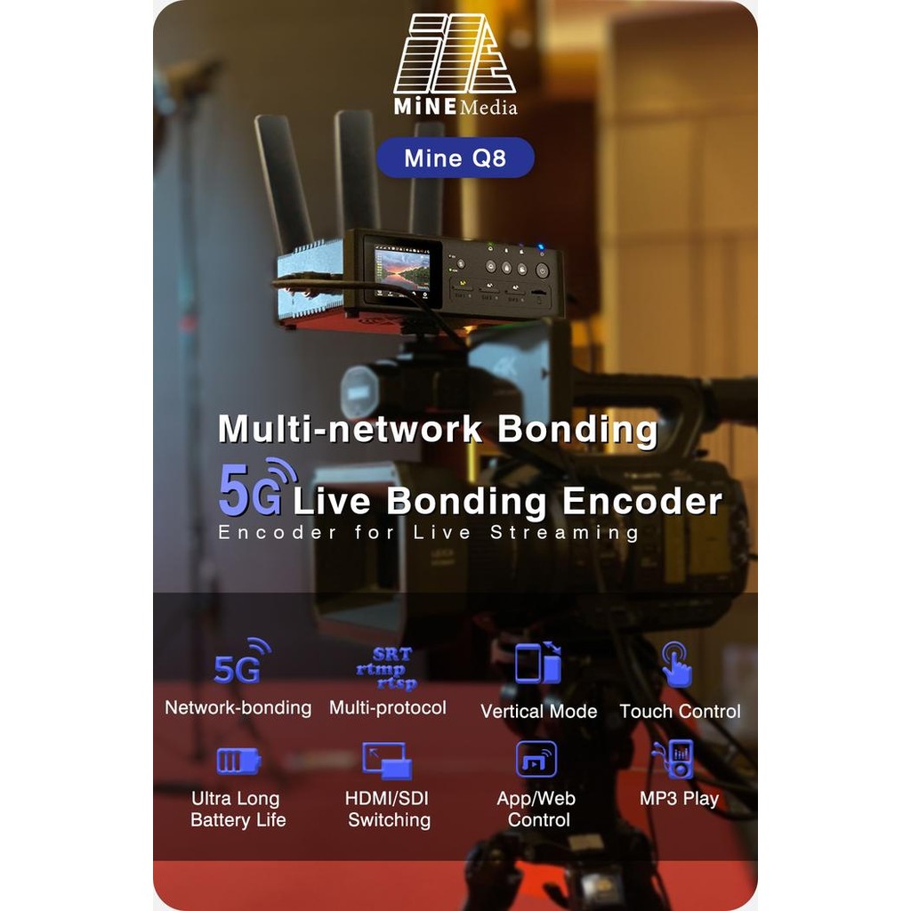 nemedia ne Q8 5G/4G MLive Bonding Encoder 3xGSM+Wifi+LAN Streang