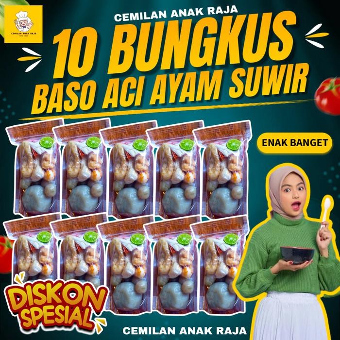 

10 Bungkus Baso Aci Ayam Suwir Super Enak & Hemat - Baso Aci Instan Gurih Asin Pedas, Makanan