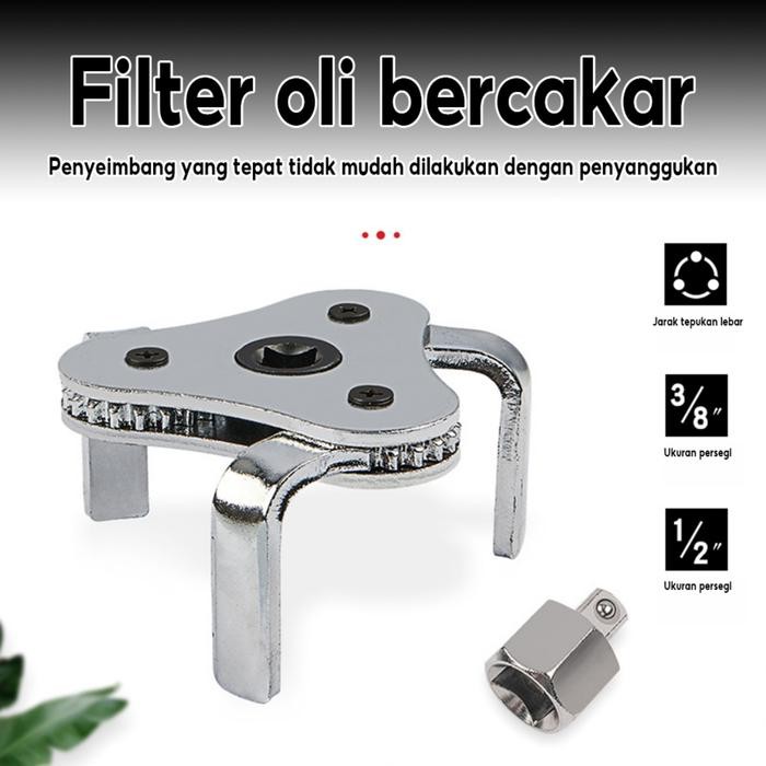 New Universal Kunci Filter Oil Filter Wrench 3 Kaki Kunci Pembuka Filter Oil Mobil Alat Perkakas