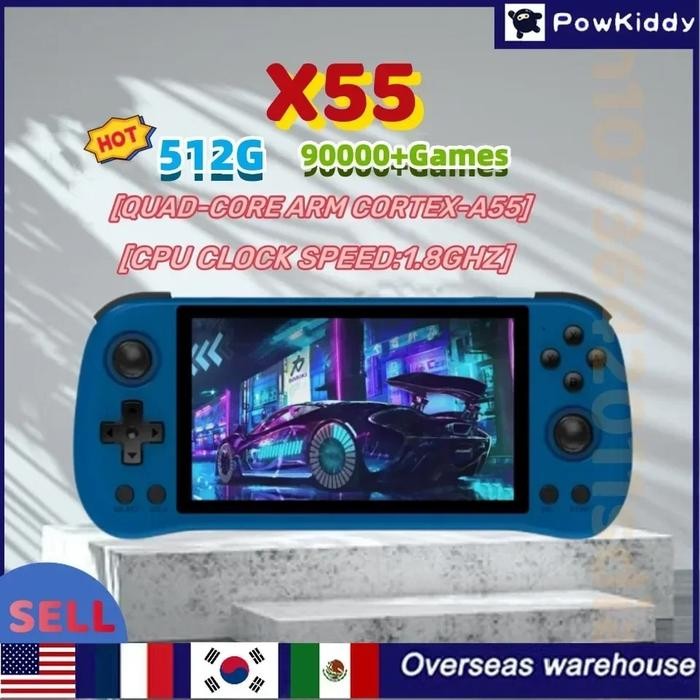 POWKIDDY X55 Handheld Game Console 5.5 INCH IPS Screen RK3566