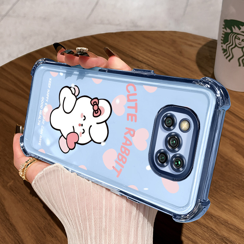 Casing Hp untuk Xiaomi POCO X3 POCO X3 NFC POCO X3 Pro Case kelinci Kasing Glitter Perlindungan airb