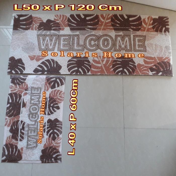 Keset Kaki Murni Karet Bihun Daun Monstera Hijau,Set Panjang & Kecil