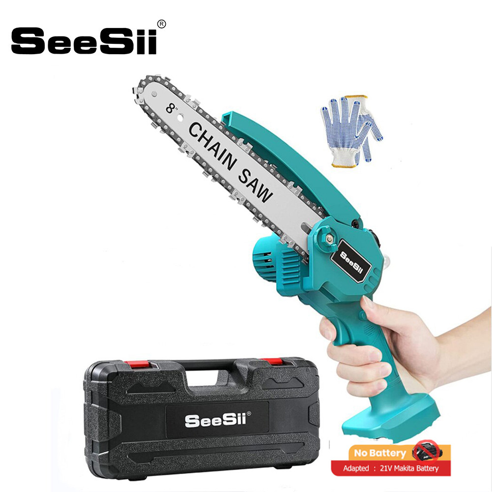 SEESII 8 inch 21V Electric Chain Saw Mini Handheld Pruning Saw