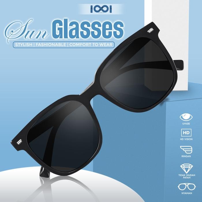 Kacamata Hitam Sunglasses Anti UV Frame Kotak Pria Wanita - IOOI 636