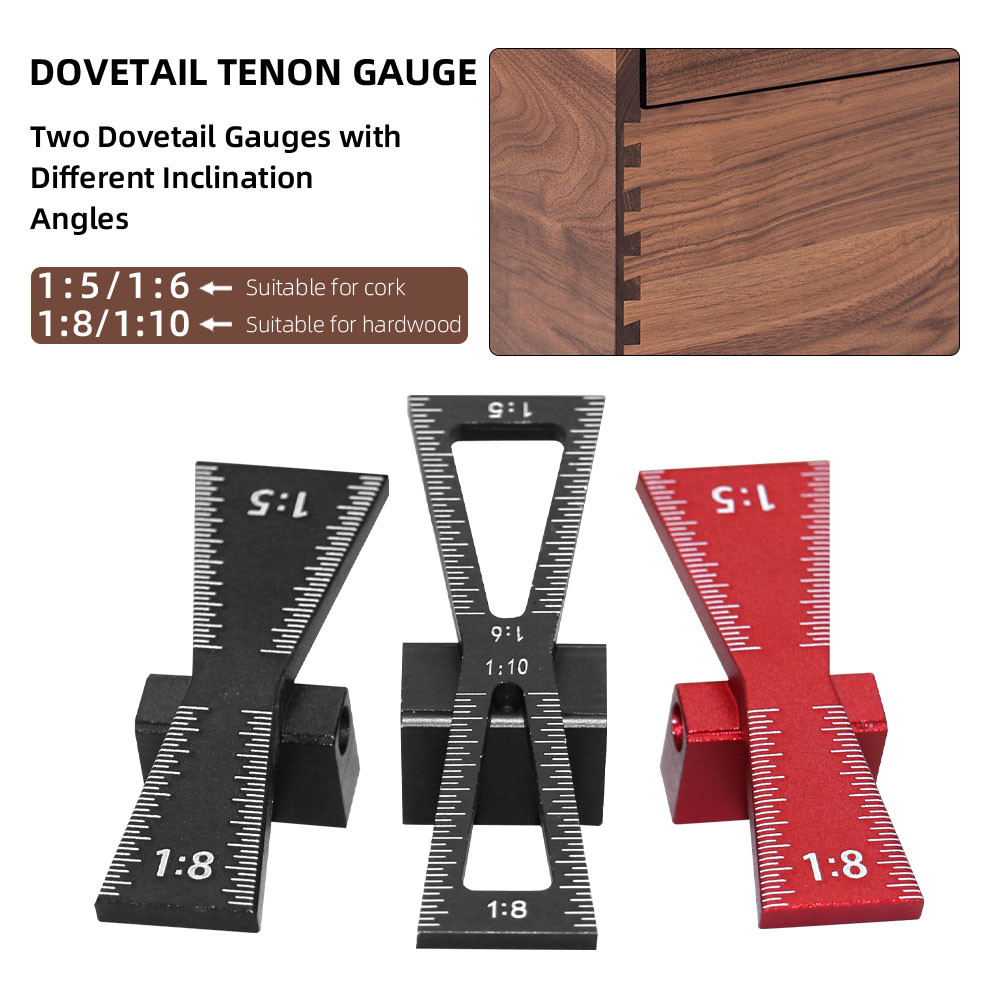 Woodworking Dovetail Marker Aluminum Alloy Dovetail Marking Template Precise Dovetail Guide with
