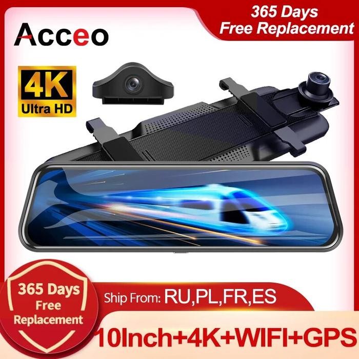 4K Dash Cam Mirror CAR DVR RearView Mirror Dash Cam Dual Rear View